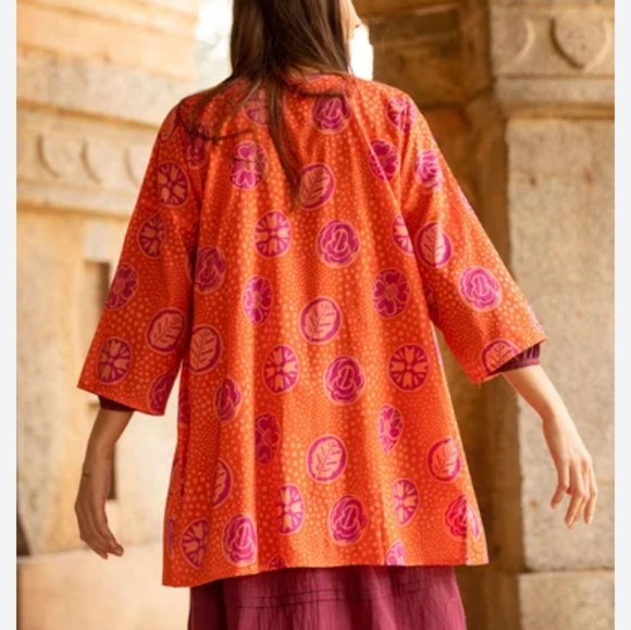 GUDRUN SJODEN KRISTINA layering Boho Orange Pink Festival Women’s Tunic Jacket - Picture 3 of 15